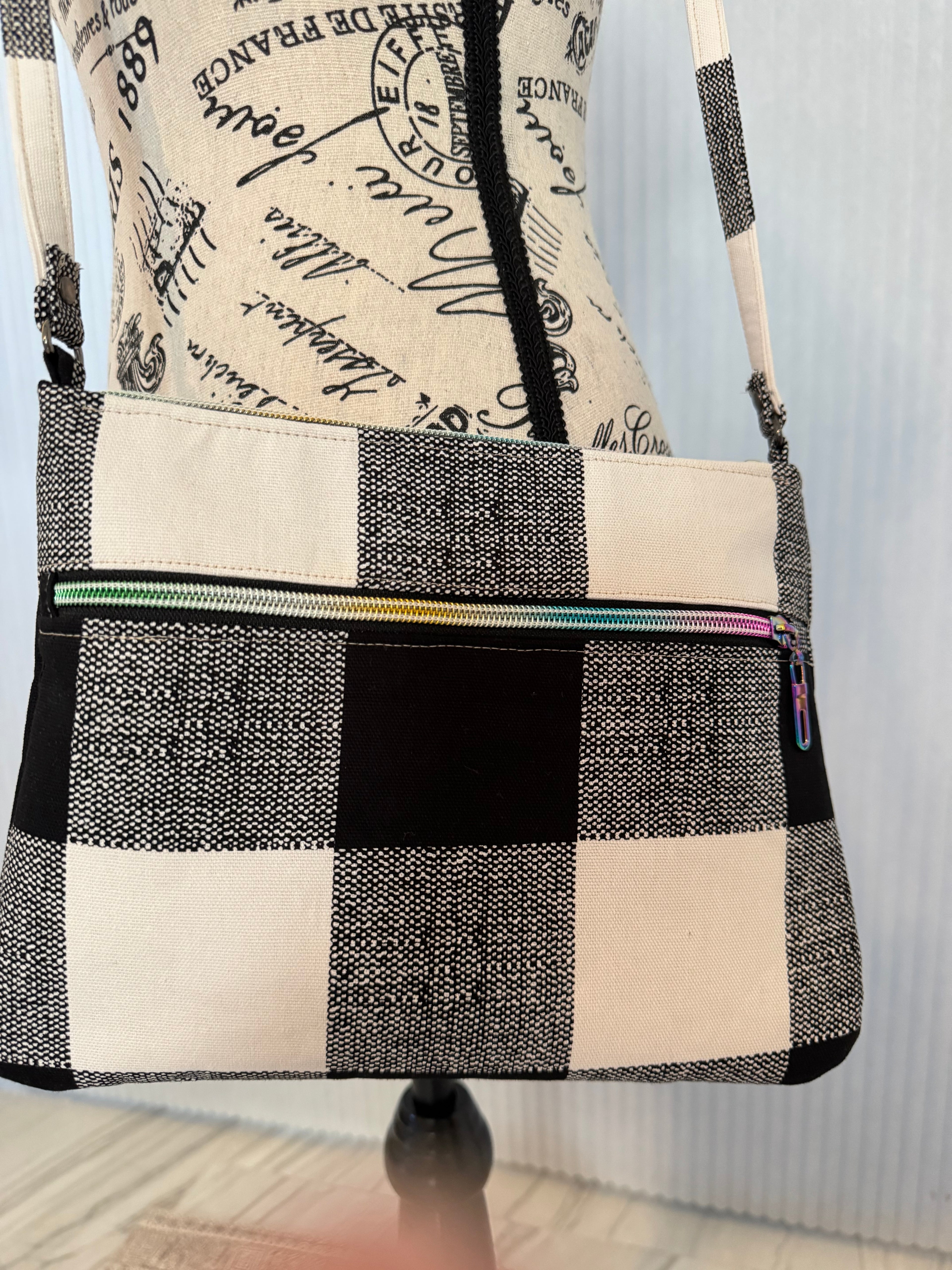 Black & White Check Crossbody