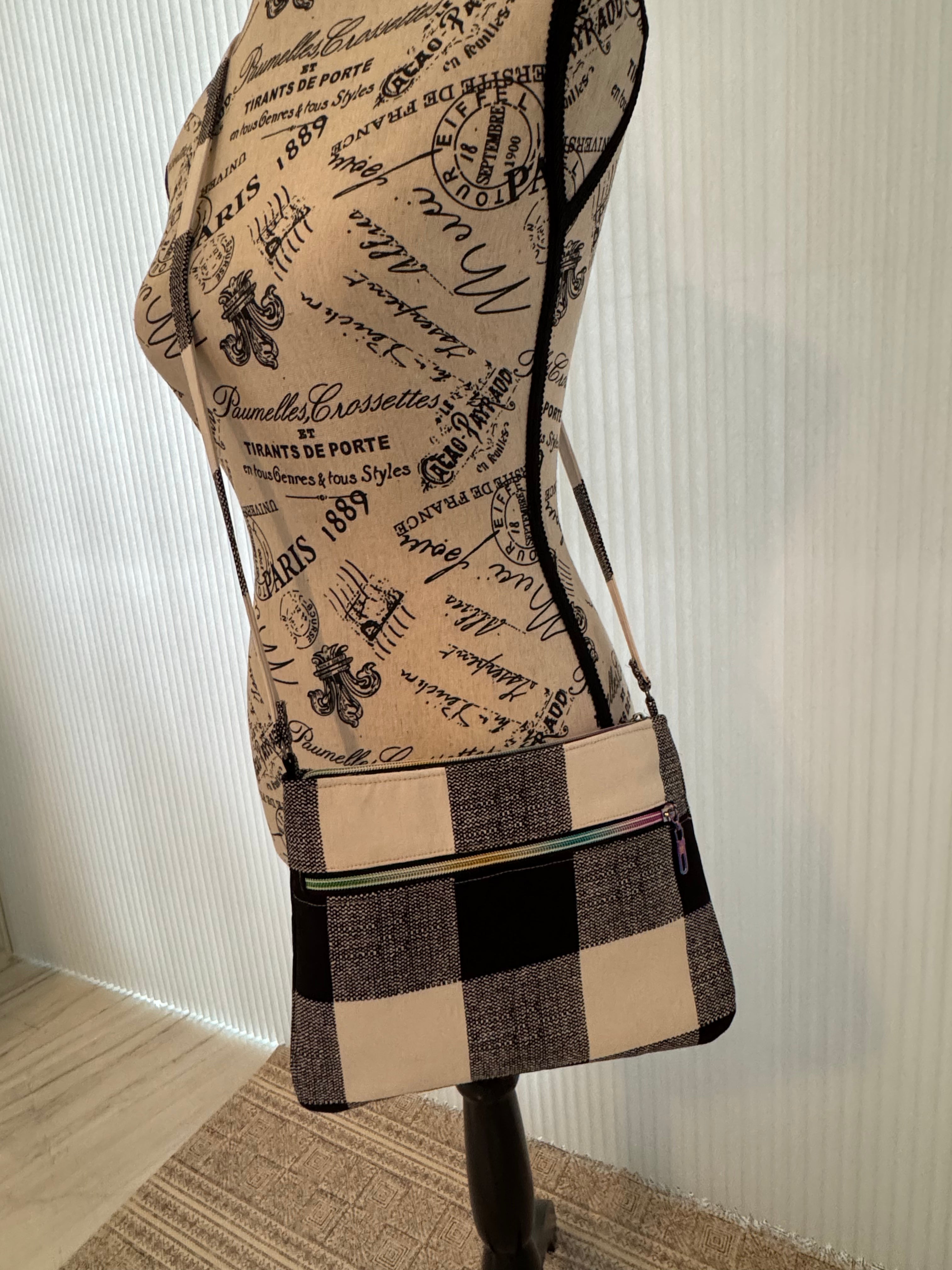Black & White Check Crossbody