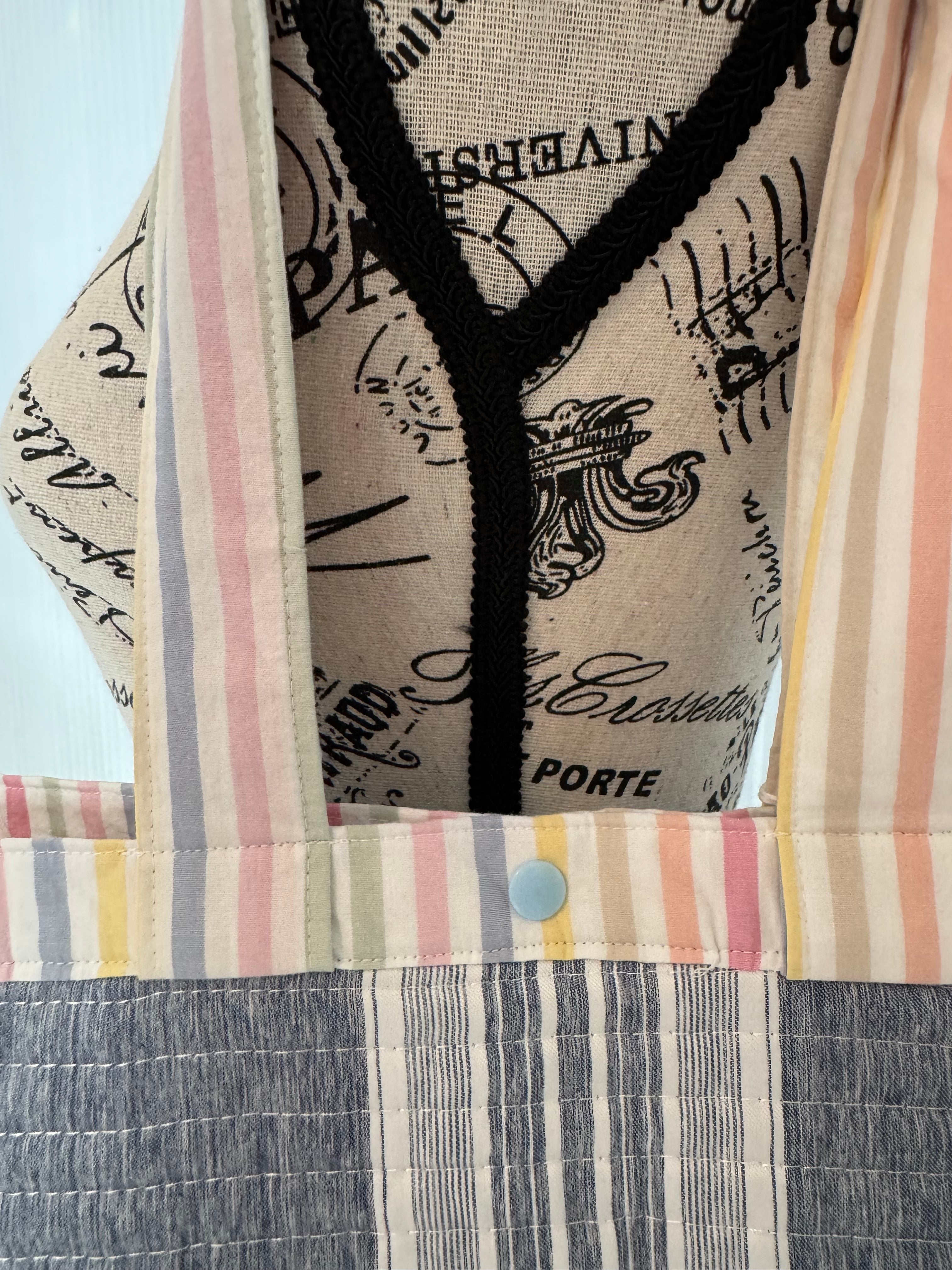 Quilted Blue Stripe with Pastel Lining Tote