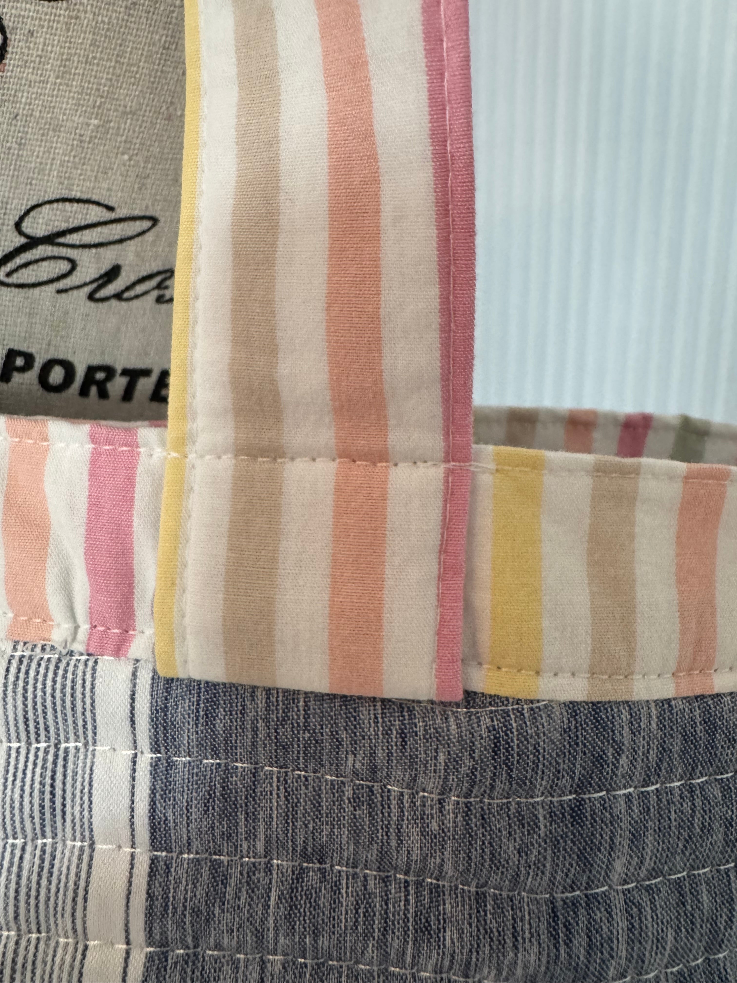 Quilted Blue Stripe with Pastel Lining Tote