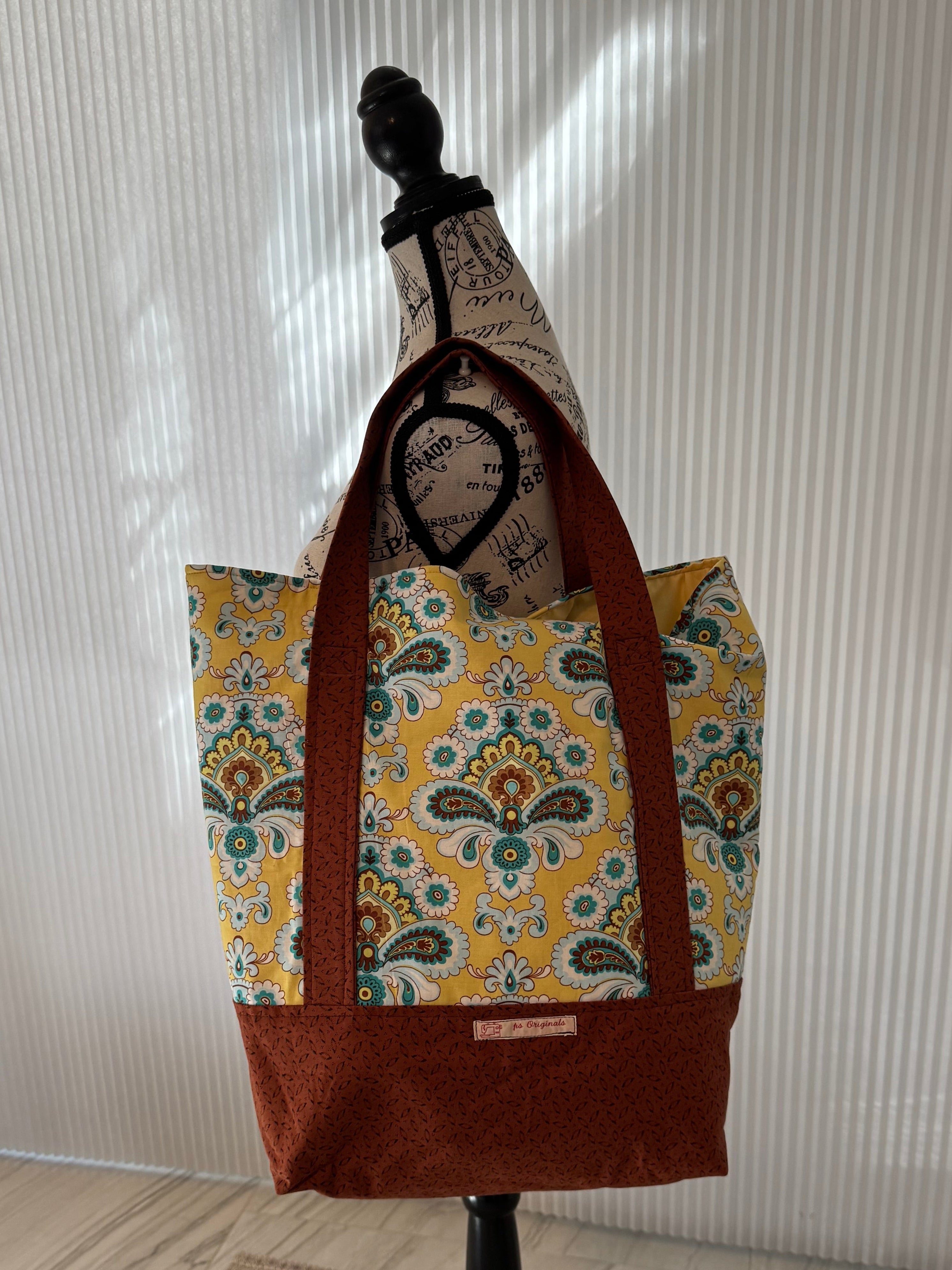 Blue/Yellow Mod Floral Market Bag