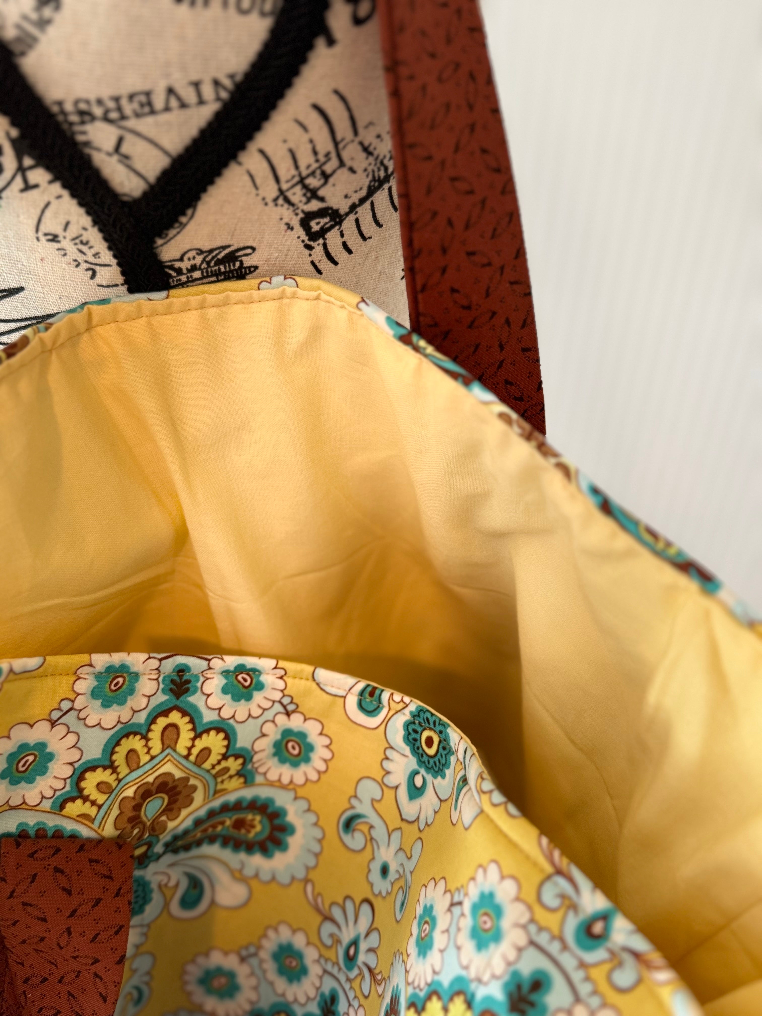 Blue/Yellow Mod Floral Market Bag