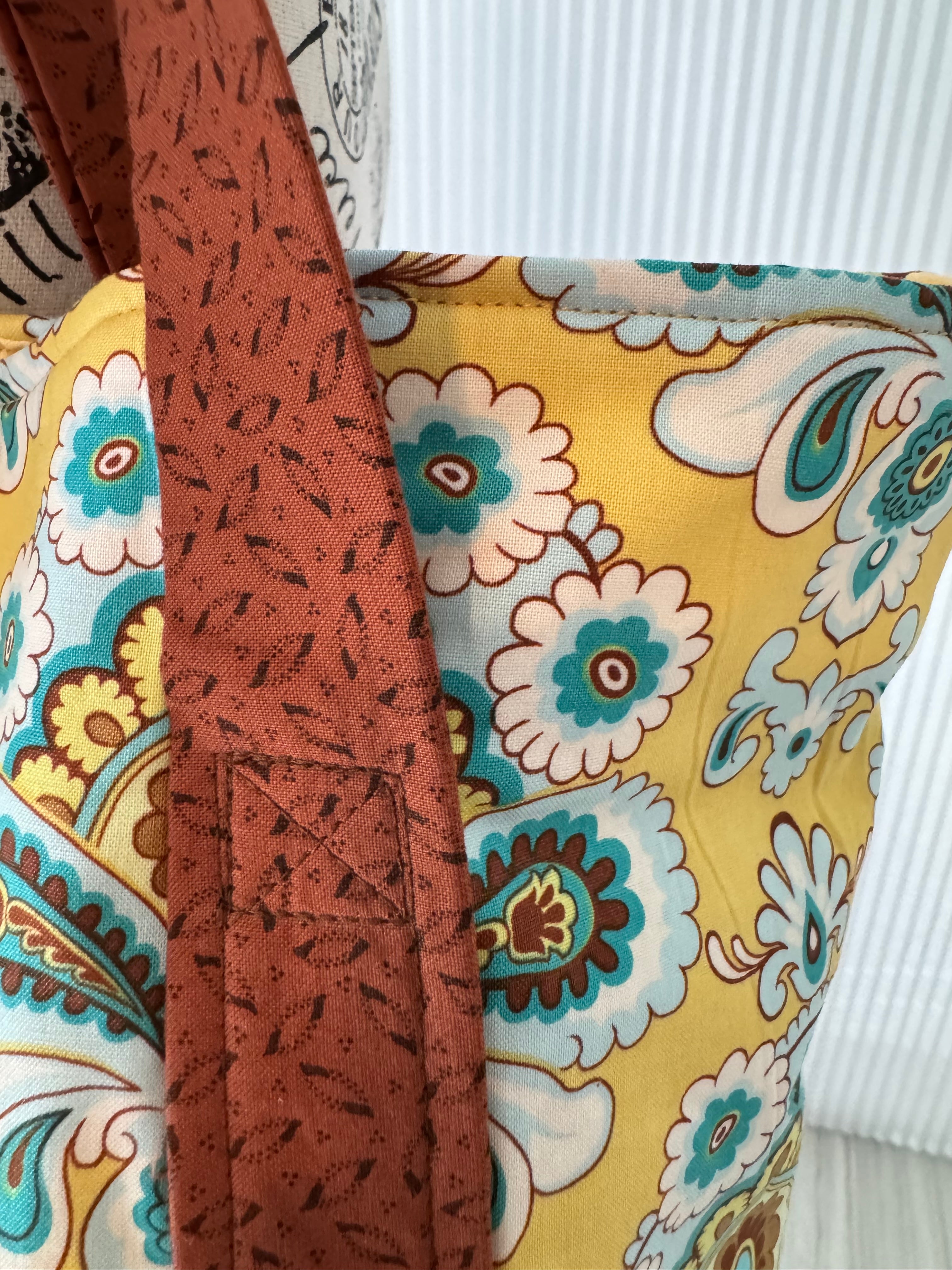 Blue/Yellow Mod Floral Market Bag