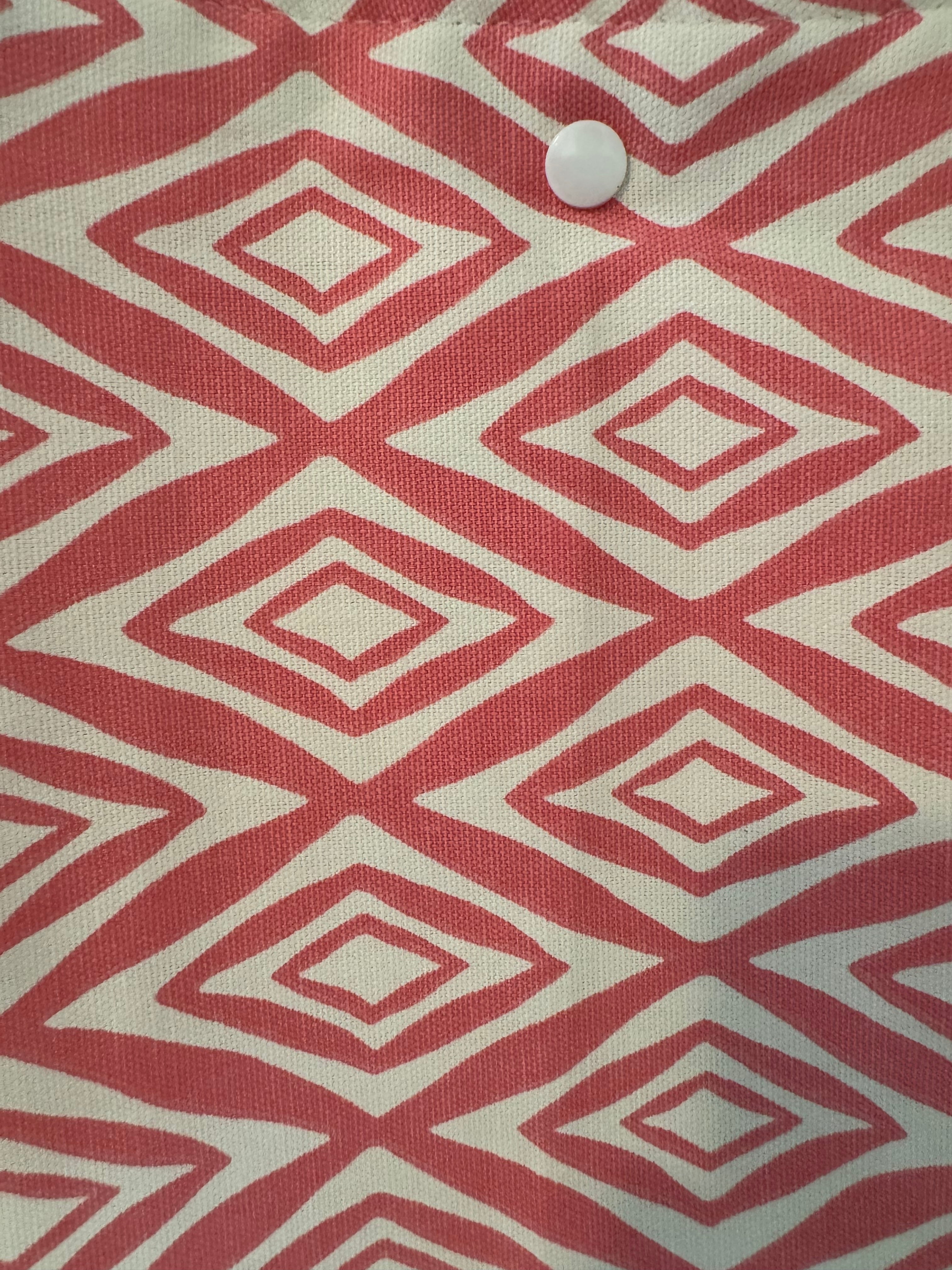 Coral Pink Geometric with Modern Floral Lining Tote