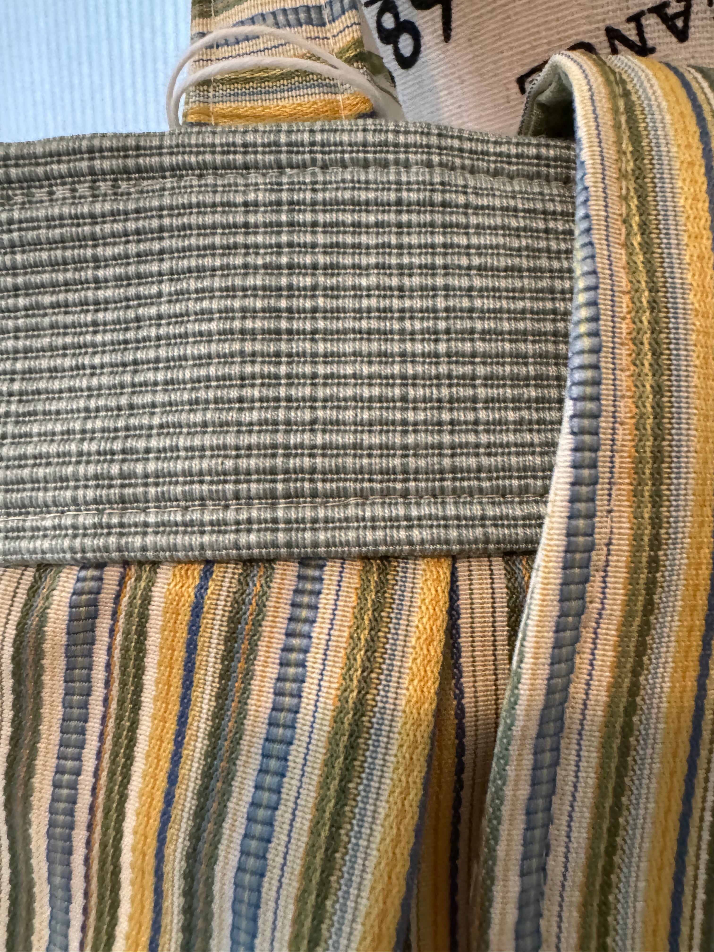 Green/Yellow Stripe 2 button Wittisham Tote Bag